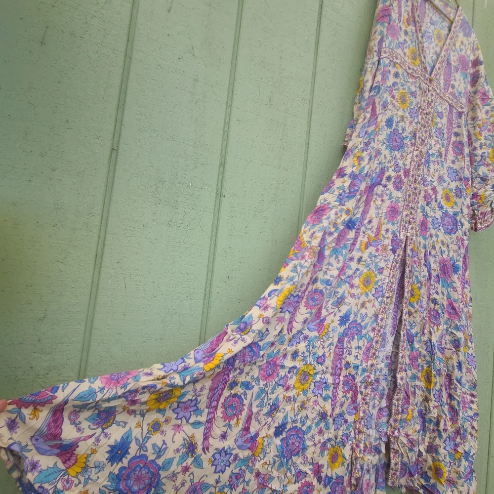 Spell Sample Lovebird Maxi Dress Gown Kimono Robe Duster S Chamomile OOAK NWOT - Picture 9 of 14